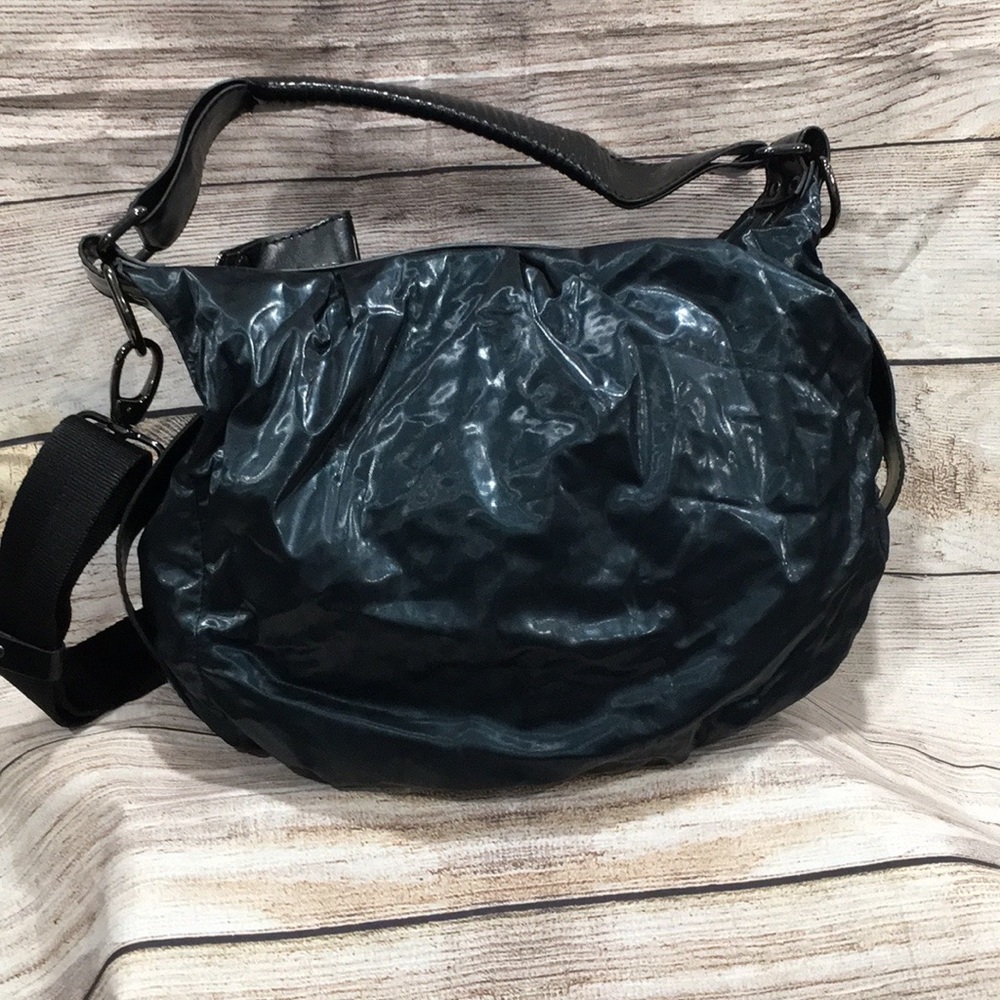 Luana Italy Blue leather-trimmed shoulder bag